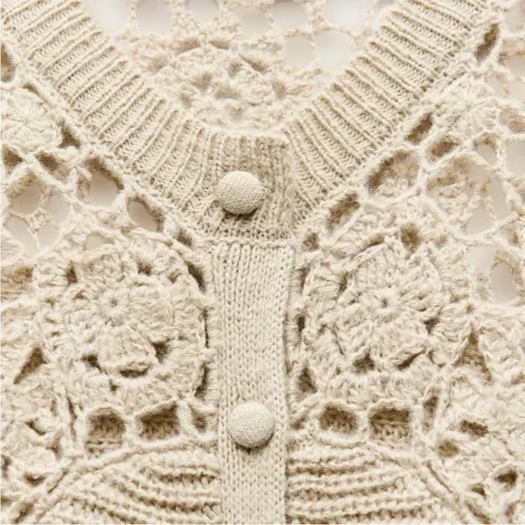 Zara Combination Crochet Knit Jacket - Picture 4 of 4